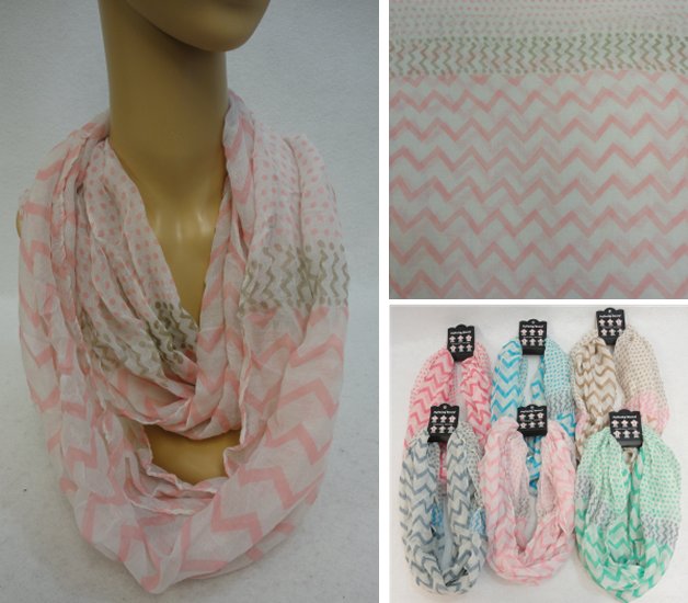 Light Weight Infinity SCARF [Chevron & Polka Dots]